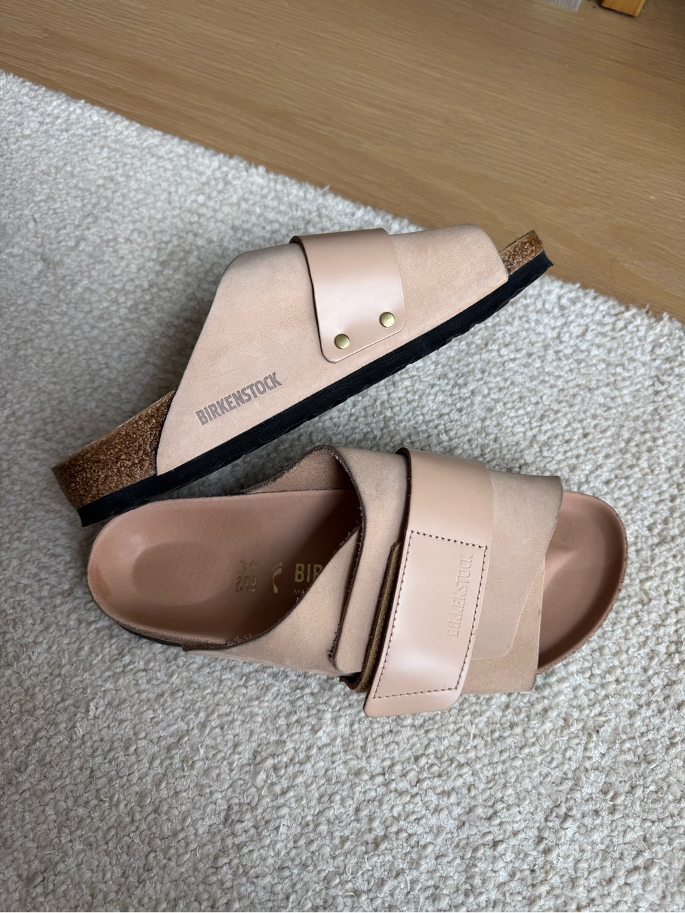 Birkenstock Women’s Kyoto Nubu Sandals in New Beige